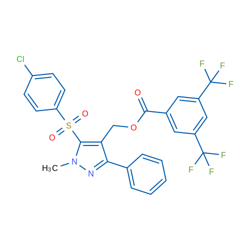 [5-(4-Chlorobenzenesulfonyl)-1-methyl-3-phenyl-1H-pyrazol-4-yl]methyl 3,5-bis(trifluoromethyl)benzoate 1g