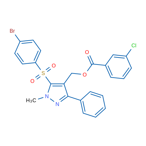 [5-(4-Bromobenzenesulfonyl)-1-methyl-3-phenyl-1H-pyrazol-4-yl]methyl 3-chlorobenzoate 1g