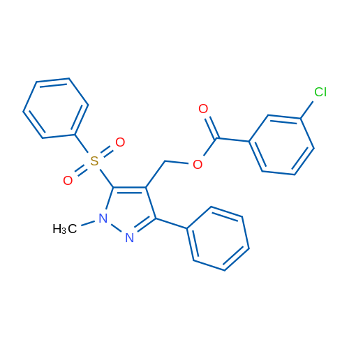 [5-(Benzenesulfonyl)-1-methyl-3-phenyl-1H-pyrazol-4-yl]methyl 3-chlorobenzoate 1g