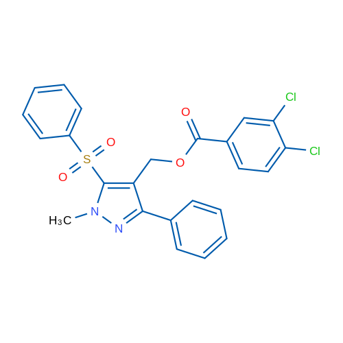 [5-(Benzenesulfonyl)-1-methyl-3-phenyl-1H-pyrazol-4-yl]methyl 3,4-dichlorobenzoate 1g