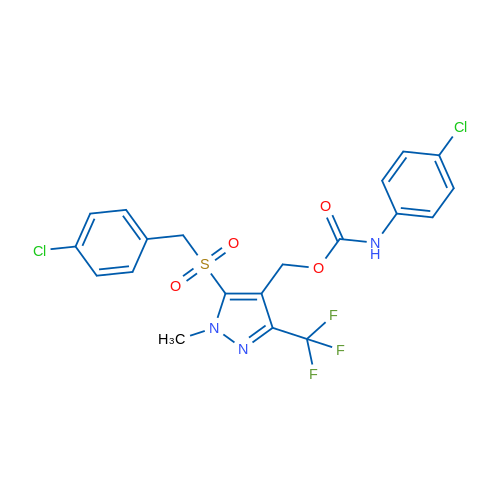 {5-[(4-chlorophenyl)methanesulfonyl]-1-methyl-3-(trifluoromethyl)-1H-pyrazol-4-yl}methyl N-(4-chlorophenyl)carbamate 1g