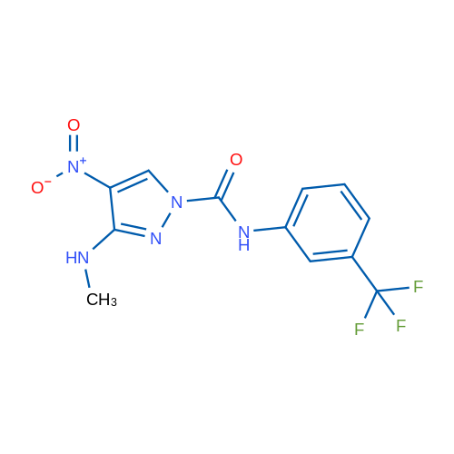 3-(Methylamino)-4-nitro-N-[3-(trifluoromethyl)phenyl]-1H-pyrazole-1-carboxamide 1g