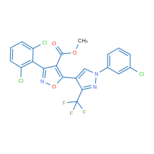 Methyl 5-[1-(3-chlorophenyl)-3-(trifluoromethyl)-1H-pyrazol-4-yl]-3-(2,6-dichlorophenyl)-1,2-oxazole-4-carboxylate 1g