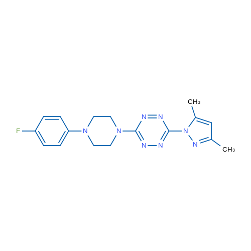 3-(3,5-Dimethyl-1H-pyrazol-1-yl)-6-[4-(4-fluorophenyl)piperazin-1-yl]-1,2,4,5-tetrazine 1g