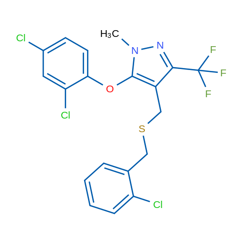 4-({[(2-chlorophenyl)methyl]sulfanyl}methyl)-5-(2,4-dichlorophenoxy)-1-methyl-3-(trifluoromethyl)-1H-pyrazole 1g