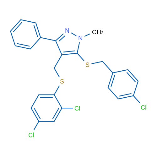 5-{[(4-chlorophenyl)methyl]sulfanyl}-4-{[(2,4-dichlorophenyl)sulfanyl]methyl}-1-methyl-3-phenyl-1H-pyrazole 1g
