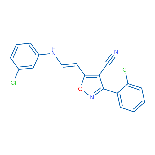 3-(2-Chlorophenyl)-5-[(E)-2-[(3-chlorophenyl)amino]ethenyl]-1,2-oxazole-4-carbonitrile 1g