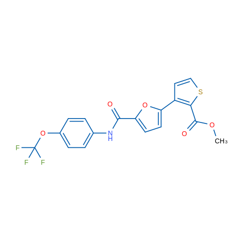 Methyl 3-(5-{[4-(trifluoromethoxy)phenyl]carbamoyl}furan-2-yl)thiophene-2-carboxylate 1g