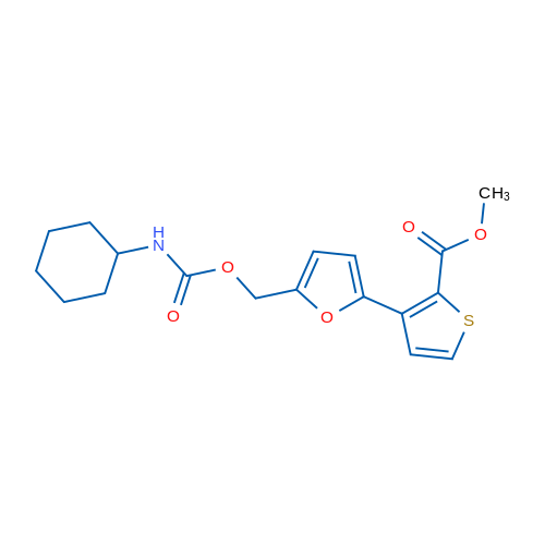 Methyl 3-(5-{[(cyclohexylcarbamoyl)oxy]methyl}furan-2-yl)thiophene-2-carboxylate 1g