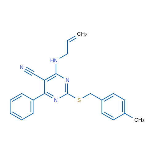 2-{[(4-methylphenyl)methyl]sulfanyl}-4-phenyl-6-[(prop-2-en-1-yl)amino]pyrimidine-5-carbonitrile 1g