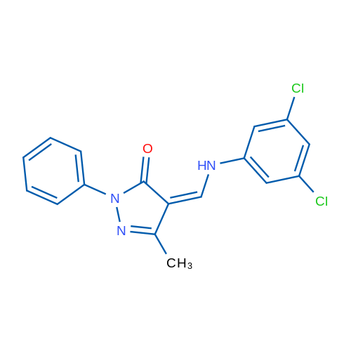 (4Z)-4-{[(3,5-dichlorophenyl)amino]methylidene}-3-methyl-1-phenyl-4,5-dihydro-1H-pyrazol-5-one 1g