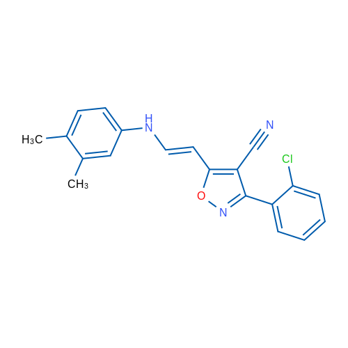 3-(2-Chlorophenyl)-5-[(E)-2-[(3,4-dimethylphenyl)amino]ethenyl]-1,2-oxazole-4-carbonitrile 1g