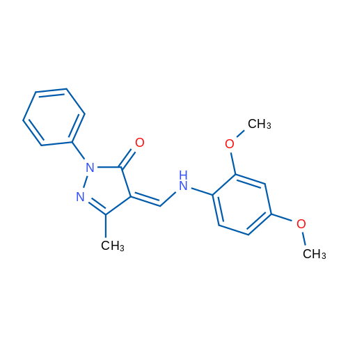 (4Z)-4-{[(2,4-dimethoxyphenyl)amino]methylidene}-3-methyl-1-phenyl-4,5-dihydro-1H-pyrazol-5-one 1g