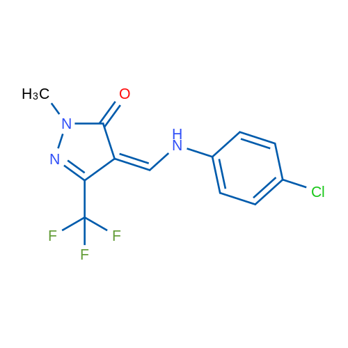 (4Z)-4-{[(4-chlorophenyl)amino]methylidene}-1-methyl-3-(trifluoromethyl)-4,5-dihydro-1H-pyrazol-5-one 1g