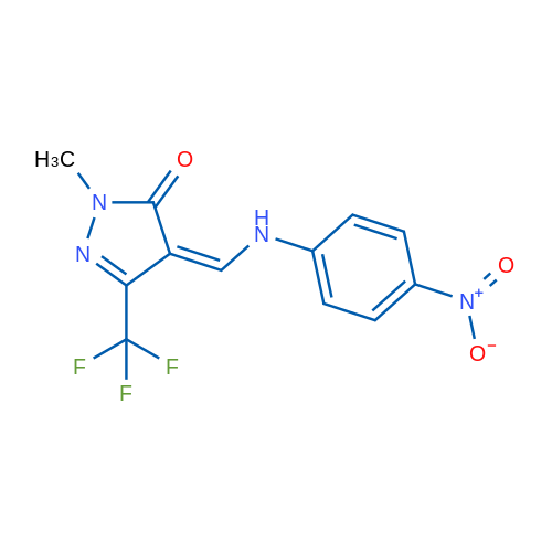 (4Z)-1-Methyl-4-{[(4-nitrophenyl)amino]methylidene}-3-(trifluoromethyl)-4,5-dihydro-1H-pyrazol-5-one 1g