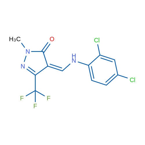 (4Z)-4-{[(2,4-dichlorophenyl)amino]methylidene}-1-methyl-3-(trifluoromethyl)-4,5-dihydro-1H-pyrazol-5-one 1g