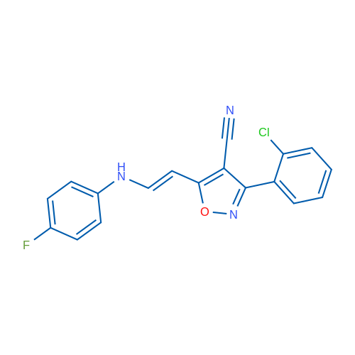 3-(2-Chlorophenyl)-5-[(E)-2-[(4-fluorophenyl)amino]ethenyl]-1,2-oxazole-4-carbonitrile 1g