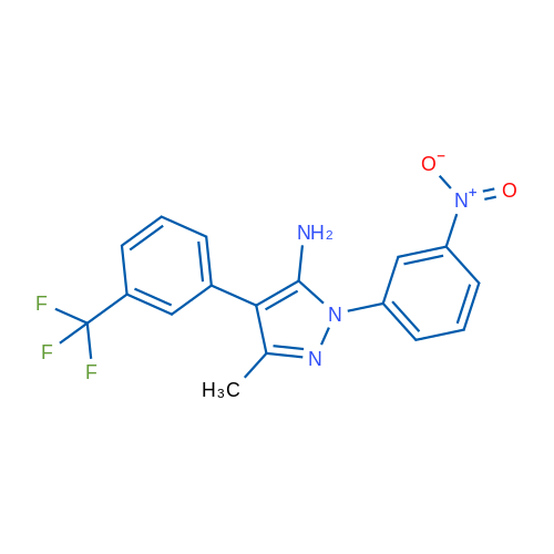 3-Methyl-1-(3-nitrophenyl)-4-[3-(trifluoromethyl)phenyl]-1H-pyrazol-5-amine 1g