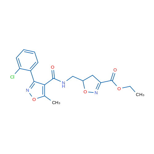 Ethyl 5-({[3-(2-chlorophenyl)-5-methyl-1,2-oxazol-4-yl]formamido}methyl)-4,5-dihydro-1,2-oxazole-3-carboxylate 1g