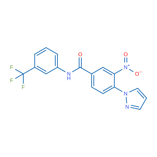 3-Nitro-4-(1H-pyrazol-1-yl)-N-[3-(trifluoromethyl)phenyl]benzamide 1g