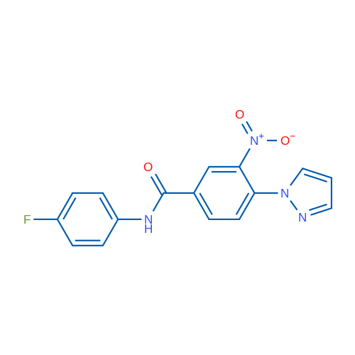 N-(4-Fluorophenyl)-3-nitro-4-(1H-pyrazol-1-yl)benzamide 1g