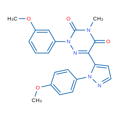 2-(3-Methoxyphenyl)-6-[1-(4-methoxyphenyl)-1H-pyrazol-5-yl]-4-methyl-2,3,4,5-tetrahydro-1,2,4-triazine-3,5-dione 1g