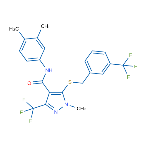 N-(3,4-Dimethylphenyl)-1-methyl-3-(trifluoromethyl)-5-({[3-(trifluoromethyl)phenyl]methyl}sulfanyl)-1H-pyrazole-4-carboxamide 1g