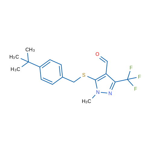 5-{[(4-tert-butylphenyl)methyl]sulfanyl}-1-methyl-3-(trifluoromethyl)-1H-pyrazole-4-carbaldehyde 1g