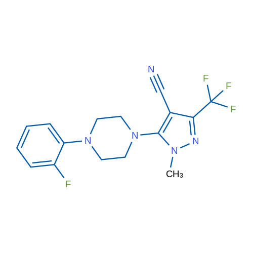 5-[4-(2-Fluorophenyl)piperazin-1-yl]-1-methyl-3-(trifluoromethyl)-1H-pyrazole-4-carbonitrile 1g
