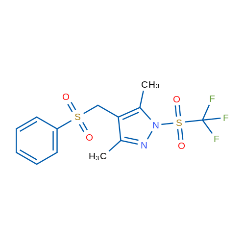 4-[(Benzenesulfonyl)methyl]-3,5-dimethyl-1-trifluoromethanesulfonyl-1H-pyrazole 1g