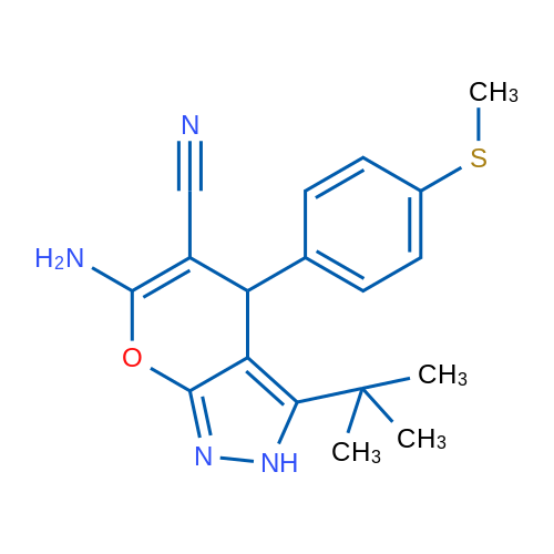 6-Amino-3-tert-butyl-4-[4-(methylsulfanyl)phenyl]-2H,4H-pyrano[2,3-c]pyrazole-5-carbonitrile 1g