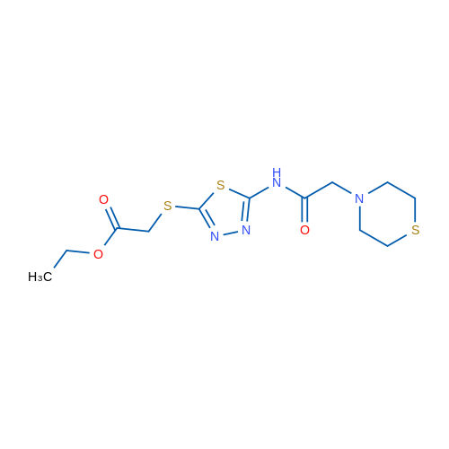 Ethyl 2-({5-[2-(thiomorpholin-4-yl)acetamido]-1,3,4-thiadiazol-2-yl}sulfanyl)acetate 1g