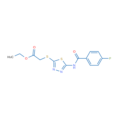 Ethyl 2-{[5-(4-fluorobenzamido)-1,3,4-thiadiazol-2-yl]sulfanyl}acetate 1g