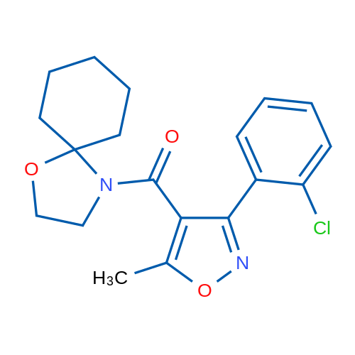 4-[3-(2-Chlorophenyl)-5-methyl-1,2-oxazole-4-carbonyl]-1-oxa-4-azaspiro[4.5]decane 1g