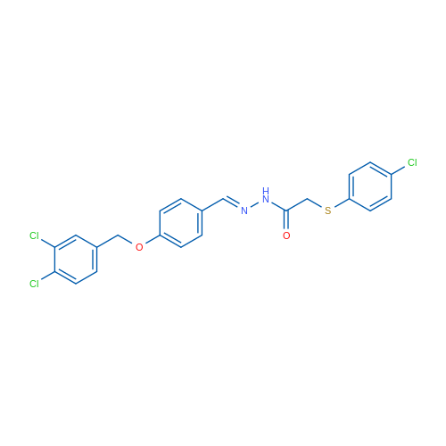 2-[(4-Chlorophenyl)sulfanyl]-N'-[(1E)-{4-[(3,4-dichlorophenyl)methoxy]phenyl}methylidene]acetohydrazide 1g