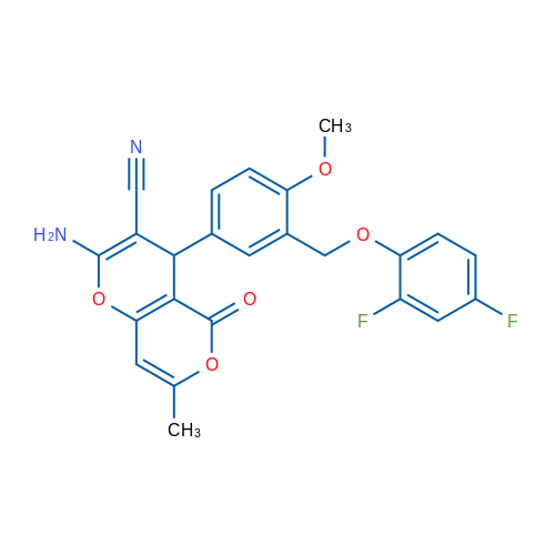 2-Amino-4-{3-[(2,4-difluorophenoxy)methyl]-4-methoxyphenyl}-7-methyl-5-oxo-4H,5H-pyrano[3,2-c]pyran-3-carbonitrile 1g