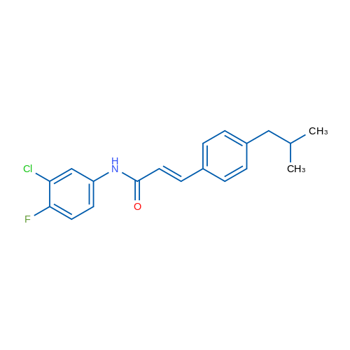(2E)-N-(3-Chloro-4-fluorophenyl)-3-[4-(2-methylpropyl)phenyl]prop-2-enamide 1g