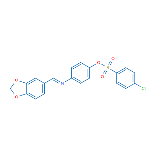 4-[(E)-[(2H-1,3-Benzodioxol-5-yl)methylidene]amino]phenyl 4-chlorobenzene-1-sulfonate 1g
