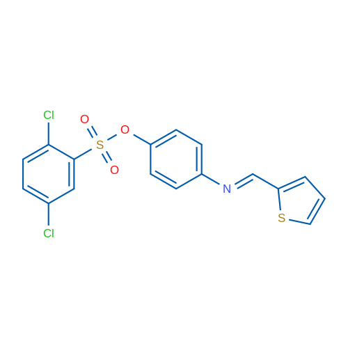 4-[(E)-[(Thiophen-2-yl)methylidene]amino]phenyl 2,5-dichlorobenzene-1-sulfonate 1g