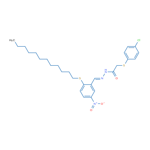 2-[(4-Chlorophenyl)sulfanyl]-N'-[(1E)-[2-(dodecylsulfanyl)-5-nitrophenyl]methylidene]acetohydrazide 1g