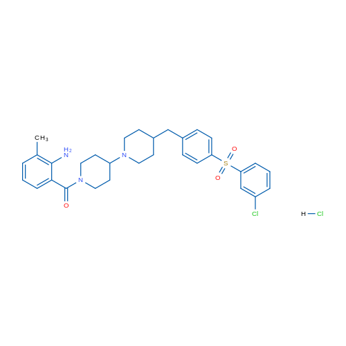 (2-Amino-3-methylphenyl)(4-(4-((3-chlorophenyl)sulfonyl)benzyl)-[1,4'-bipiperidin]-1'-yl)methanone hydrochloride 1g