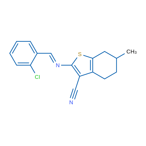2-((2-Chlorobenzylidene)amino)-6-methyl-4,5,6,7-tetrahydrobenzo[b]thiophene-3-carbonitrile 1g