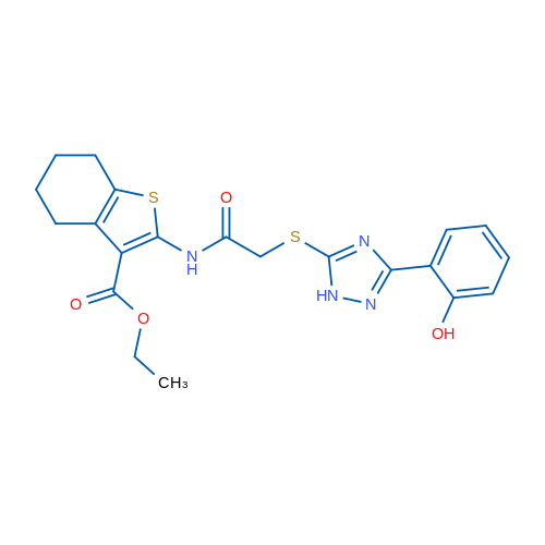 Ethyl 2-(2-((3-(2-hydroxyphenyl)-1H-1,2,4-triazol-5-yl)thio)acetamido)-4,5,6,7-tetrahydrobenzo[b]thiophene-3-carboxylate 1g