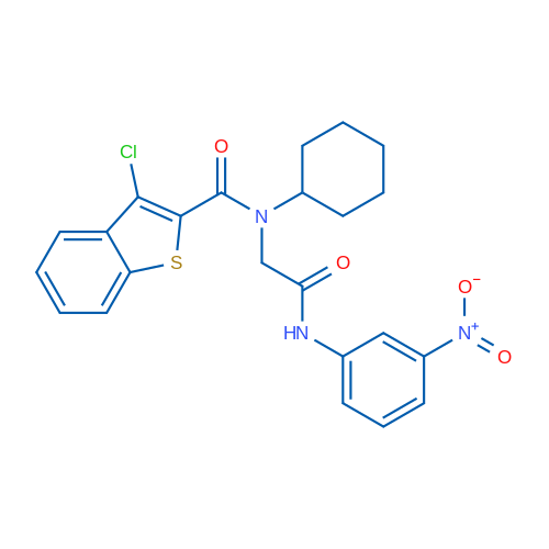 3-Chloro-N-cyclohexyl-N-(2-((3-nitrophenyl)amino)-2-oxoethyl)benzo[b]thiophene-2-carboxamide 1g