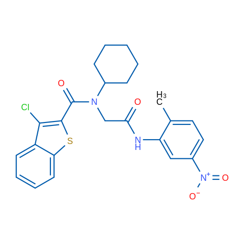 3-Chloro-N-cyclohexyl-N-(2-((2-methyl-5-nitrophenyl)amino)-2-oxoethyl)benzo[b]thiophene-2-carboxamide 1g