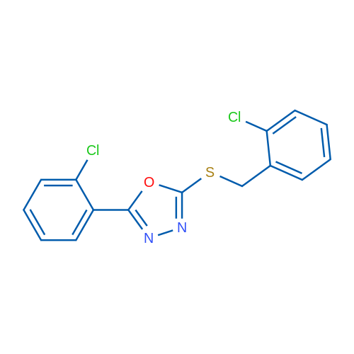 2-((2-Chlorobenzyl)thio)-5-(2-chlorophenyl)-1,3,4-oxadiazole 1g