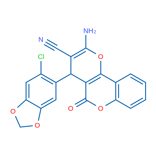 2-Amino-4-(6-chlorobenzo[d][1,3]dioxol-5-yl)-5-oxo-4,5-dihydropyrano[3,2-c]chromene-3-carbonitrile 1g