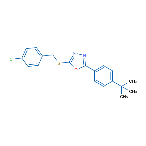 2-(4-tert-Butylphenyl)-5-{[(4-chlorophenyl)methyl]sulfanyl}-1,3,4-oxadiazole 1g