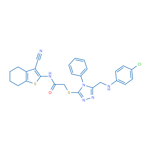 2-((5-(((4-Chlorophenyl)amino)methyl)-4-phenyl-4H-1,2,4-triazol-3-yl)thio)-N-(3-cyano-4,5,6,7-tetrahydrobenzo[b]thiophen-2-yl)acetamide 1g
