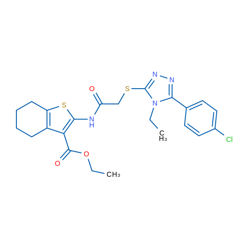 Ethyl 2-(2-((5-(4-chlorophenyl)-4-ethyl-4H-1,2,4-triazol-3-yl)thio)acetamido)-4,5,6,7-tetrahydrobenzo[b]thiophene-3-carboxylate 5g